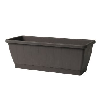 Jardinera de balcón OPHIRA de plástico reciclado, depósito de agua, bandeja, antracita, 59,5 x 19,5 x 17,5 cm Jardinera de balcón OPHIRA de plástico reciclado, depósito de agua, bandeja, antracita, 59,5 x 19,5 x 17,5 cm