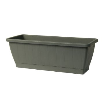 Jardinera de balcón OPHIRA de plástico reciclado, depósito de agua, bandeja, verde salvia, 49,5 x 19,5 x 17,5 cm Jardinera de balcón OPHIRA de plástico reciclado, depósito de agua, bandeja, verde salvia, 49,5 x 19,5 x 17,5 cm