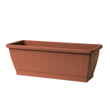 Jardinera de balcón OPHIRA de plástico reciclado, depósito de agua, bandeja, color terracota, 59,5 x 19,5 x 17,5 cm Jardinera de balcón OPHIRA de plástico reciclado, depósito de agua, bandeja, color terracota, 59,5 x 19,5 x 17,5 cm