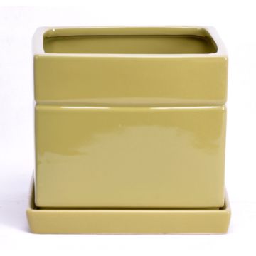 Maceta cuadrada ALVOS de cerámica, caqui, 13 x 13 x 11 cm Maceta cuadrada ALVOS de cerámica, caqui, 13 x 13 x 11 cm