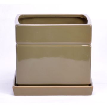 Maceta cuadrada ALVOS de cerámica, verde oliva, 13 x 13 x 11 cm Maceta cuadrada ALVOS de cerámica, verde oliva, 13 x 13 x 11 cm