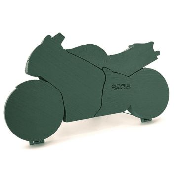 Espuma floral húmeda OASIS® en forma de moto, base Bioline, soporte de madera, verde, 80x45x6cm