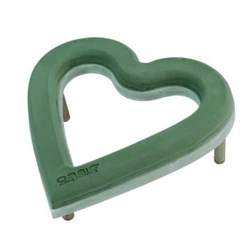 OASIS® Espuma para arreglos florales «Corazón abierto», decoración para bodas, base de espuma dura EcoBase, varillas de madera, verde, 40 x 38 x 4,5 cm OASIS® Espuma para arreglos florales «Corazón abierto», decoración para bodas, base de espuma dura EcoBase, varillas de madera, verde, 40 x 38 x 4,5 cm