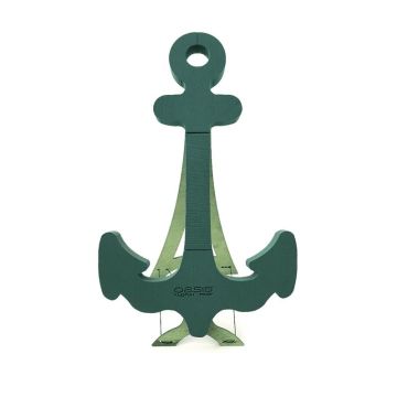 Esponja de montaje en húmedo OASIS® con forma de ancla, base Bioline, soporte de madera, verde, 80x52x5,5cm