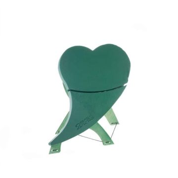 Espuma de montaje en húmedo OASIS® en forma de corazón con cola, decoración de boda, base Bioline, soporte de madera, verde, 50x48x5cm