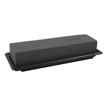 OASIS® Black Ideal, esponja de agua rectangular para arreglos florales, en recipiente de Papercompound, negro, 25x9x5cm