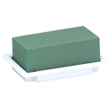 Esponja floral húmeda OASIS® rectangular para arreglos florales, en bandeja de Papercompound, blanco-verde, 13 x 9 x 5 cm Esponja floral húmeda OASIS® rectangular para arreglos florales, en bandeja de Papercompound, blanco-verde, 13 x 9 x 5 cm