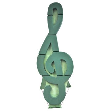 Esponja floral OASIS®, clave musical, base Bioline, soporte de madera, verde, 103x40x6,5cm