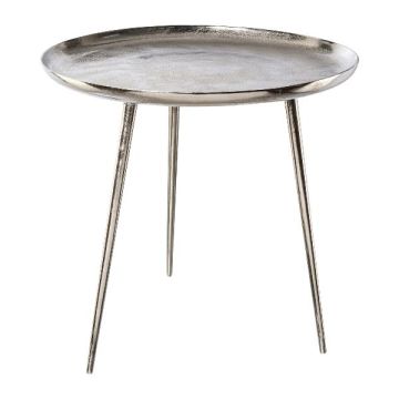 Mesita auxiliar UMAIZA de aluminio, plateada, 56cm, Ø59cm Mesita auxiliar UMAIZA de aluminio, plateada, 56cm, Ø59cm