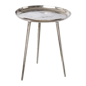 Mesita auxiliar UMAIZA de aluminio, plateada, 45cm, Ø39cm Mesita auxiliar UMAIZA de aluminio, plateada, 45cm, Ø39cm