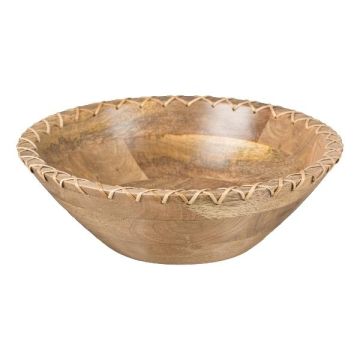 Cuenco de madera de mango MELOBU, con decoración de costuras, natural, 8 cm, Ø 25 cm