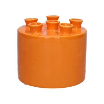 Jarrón VIVIANNE con 6 aberturas, dolomita, naranja, 14,3cm, Ø17cm