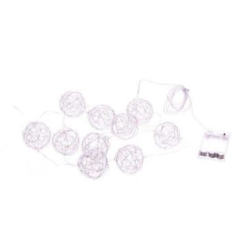 Guirnalda de luces con bolas de alambre EMANUELLE, plateada, 20 LED, pilas, 133 cm, Ø 5 cm Guirnalda de luces con bolas de alambre EMANUELLE, plateada, 20 LED, pilas, 133 cm, Ø 5 cm