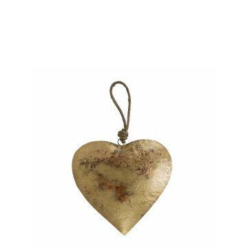Colgante de corazón DORANA de metal, cordón para colgar, dorado, Ø 13 cm Colgante de corazón DORANA de metal, cordón para colgar, dorado, Ø 13 cm