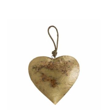 Colgante de corazón DORANA de metal, cordón para colgar, dorado, Ø 17 cm Colgante de corazón DORANA de metal, cordón para colgar, dorado, Ø 17 cm