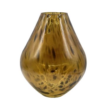 Jarrón de cristal con panza RUSSELL, diseño de leopardo, marrón-transparente, 28cm, Ø23cm