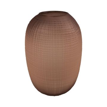 Florero de vidrio con panza FEDERIGO, cuadros, rosa-transparente, 26cm, Ø17,5cm