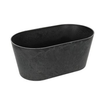 Maceta ovalada LIMANI de plástico, negra, 20x10x10,8cm