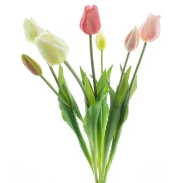 Ramo de tulipanes artificiales surtidos LONA, crema-rosa-rosa intenso, 45 cm, Ø 20 cm