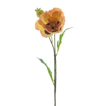 Amapola artificial EDESSA, melocotón-naranja, 80 cm, Ø 11 cm