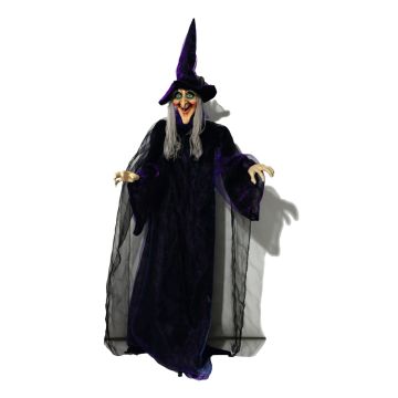 Bruja de Halloween FERDERRA con función de sonido y movimiento, LEDs, 175cm