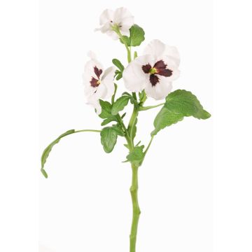 Rama artificial de pensamientos SIANIE, blanco-rojo burdeos, 35cm, Ø5-6,5cm