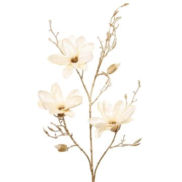 Rama de magnolia textil LEAFY, color crema dorado, 115 cm