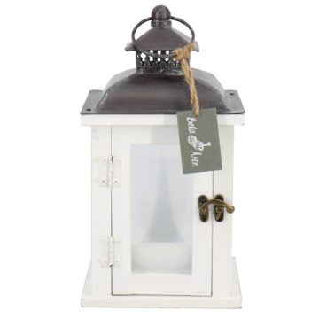 Linterna de madera BEGGY con cristal, asa, blanca, 15,5 x 15,5 x 29 cm Linterna de madera BEGGY con cristal, asa, blanca, 15,5 x 15,5 x 29 cm