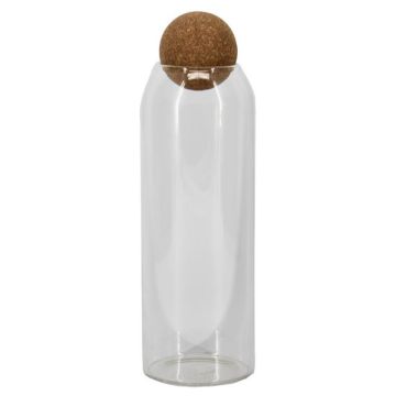 Tarro de cristal SEGGY con bola de corcho, transparente, 29 cm, Ø 9 cm Tarro de cristal SEGGY con bola de corcho, transparente, 29 cm, Ø 9 cm