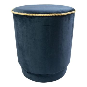 Taburete de terciopelo NANNA, ribete dorado, azul marino, 45 cm, Ø 38 cm Taburete de terciopelo NANNA, ribete dorado, azul marino, 45 cm, Ø 38 cm
