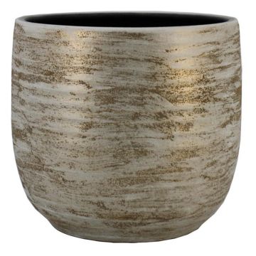 Cazuela de cerámica RODYN con estrías, degradado de color, blanco-dorado, 32cm, Ø34cm Cazuela de cerámica RODYN con estrías, degradado de color, blanco-dorado, 32cm, Ø34cm