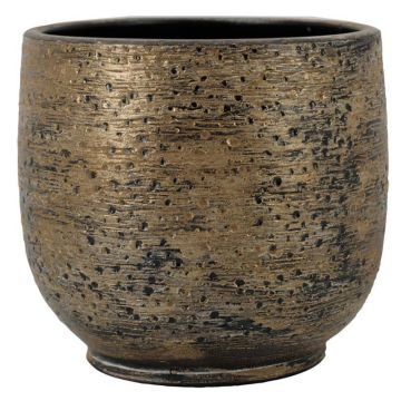 Maceta de cerámica YELAN con veteado, marrón dorado, 45 cm, Ø 49 cm Maceta de cerámica YELAN con veteado, marrón dorado, 45 cm, Ø 49 cm