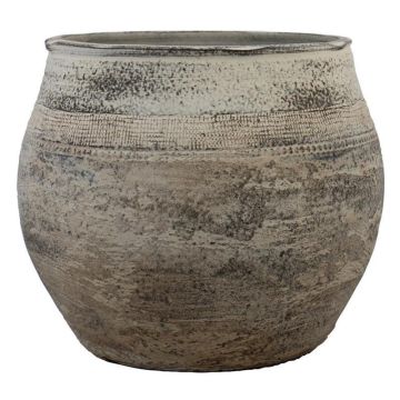 Maceta rústica de cerámica CINMIK con degradado de color, estampado, marrón, 36cm, Ø39cm