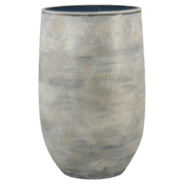 Jarrón para plantas SOLIM, diseño en relieve, cerámica, azul grisáceo, 50 cm, Ø 32 cm Jarrón para plantas SOLIM, diseño en relieve, cerámica, azul grisáceo, 50 cm, Ø 32 cm
