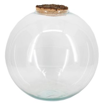 Terrario esférico de cristal JABUEL con tapa de corcho, transparente, 34cm, Ø35cm