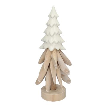 Figura decorativa de abeto TOJA de madera y cerámica, blanco natural, 36 cm, Ø 13 cm Figura decorativa de abeto TOJA de madera y cerámica, blanco natural, 36 cm, Ø 13 cm