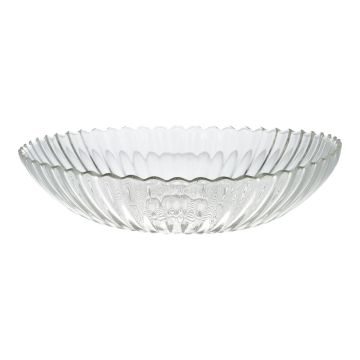 Portavelas tipo cuenco AVALYNN de cristal transparente, 30 x 23 x 6 cm