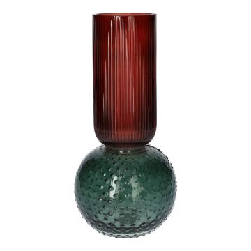 Jarrón de mesa de cristal FRODO con puntos estriados, azul-rojo-transparente, 20cm, Ø9,5cm Jarrón de mesa de cristal FRODO con puntos estriados, azul-rojo-transparente, 20cm, Ø9,5cm