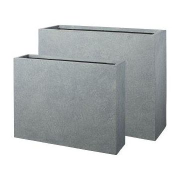 Jardinera rectangular de vidrio KIRIMA, 2 unidades, fibra, gris, 75x19x59cm, 85x27x70cm Jardinera rectangular de vidrio KIRIMA, 2 unidades, fibra, gris, 75x19x59cm, 85x27x70cm