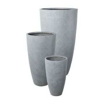 Jardinera redonda KIRIMA, 3 unidades, fibra de vidrio, gris, 34x60cm, 44x80cm, 54x100cm Jardinera redonda KIRIMA, 3 unidades, fibra de vidrio, gris, 34x60cm, 44x80cm, 54x100cm