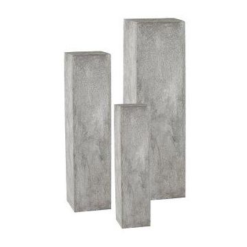 Columna rectangular para plantas con pedestal NARUKO, 3 unidades, fibra de vidrio, gris, 20x20x80cm, 28x28x100cm, 35x35x120cm Columna rectangular para plantas con pedestal NARUKO, 3 unidades, fibra de vidrio, gris, 20x20x80cm, 28x28x100cm, 35x35x120cm