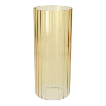 Jarrón para flores BLANDINA, cristal, estriado, amarillo transparente, 24 cm, Ø 10 cm