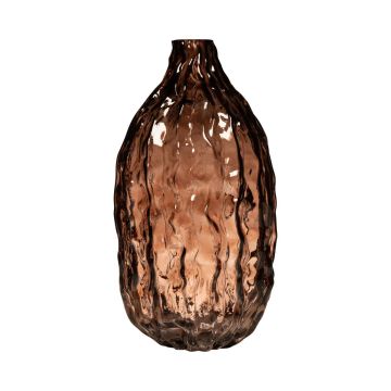 Jarrón de botella CLIFFORD con veteado, de cristal, marrón-transparente, 22cm, Ø11,3cm