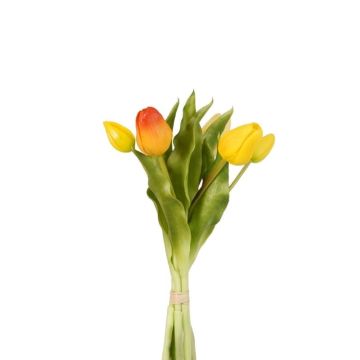 Ramo de tulipanes sintéticos LEANA, amarillo-verde-naranja, 30cm, Ø20cm Ramo de tulipanes sintéticos LEANA, amarillo-verde-naranja, 30cm, Ø20cm