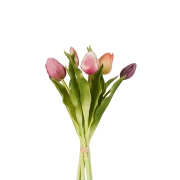 Ramo de tulipanes sintéticos LEANA, rosa-melocotón-violeta, 30cm, Ø20cm Ramo de tulipanes sintéticos LEANA, rosa-melocotón-violeta, 30cm, Ø20cm