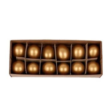Huevos de gallina decorativos KIKU, 12 unidades, decoración de Pascua, dorados
