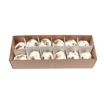 Huevos de gallina decorativos KIKU, 12 unidades, decoración de Pascua, moteados, blancos Huevos de gallina decorativos KIKU, 12 unidades, decoración de Pascua, moteados, blancos