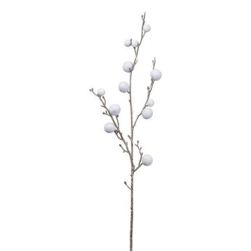 Rama artificial de algodón GRIFON con frutos, blanca, 90 cm