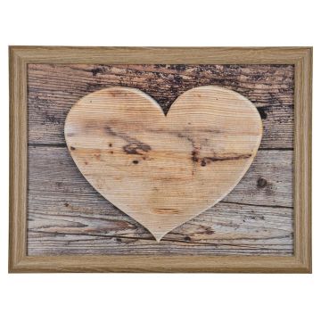 Bandeja de regazo BJARKA, con motivo de corazones, marrón, 43 x 33 x 7 cm Bandeja de regazo BJARKA, con motivo de corazones, marrón, 43 x 33 x 7 cm