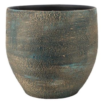 Maceta de cerámica AETIOS, degradado, azul-oro, 13cm, Ø14cm